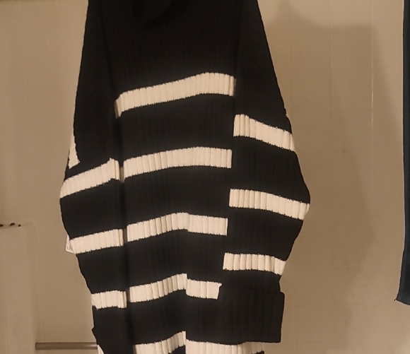 Sonoma Sweaters - Sonoma Black and White Striped Turtleneck Sweater Dress